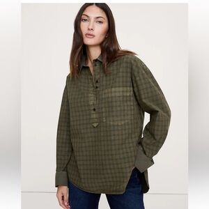 B.R. OVERSIZED COTTON POPLIN BANKER SHIRT - photo worn only current online item